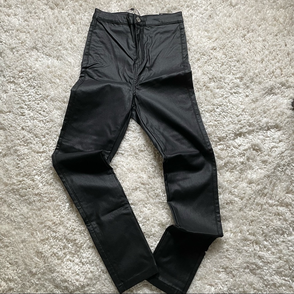 Black Coated Sculpt Detail Vice Skinny Jeans